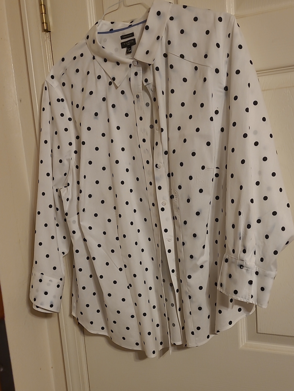 Talbots White Button-Front Polka Dot Blazer-Style Jacket